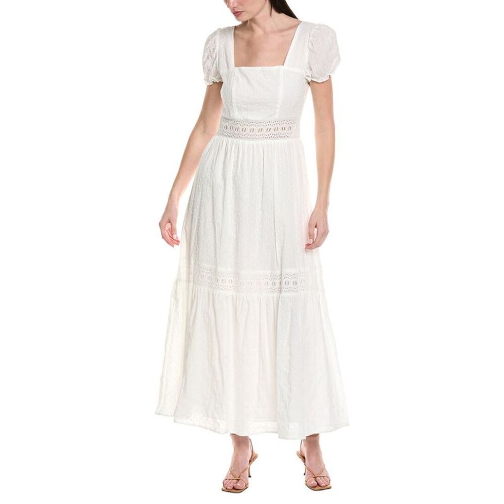 Seraphina Womens  Embroidered Midi Dress, White